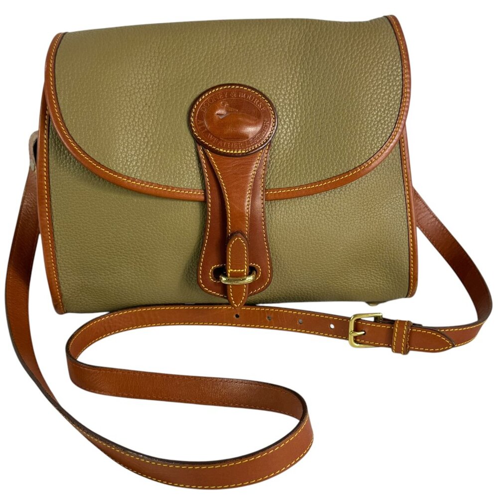 DOONEY & BOURKE Taupe and Tan Leather Essex Crossbody Bag Made in USA